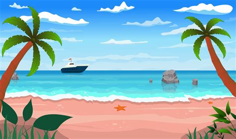 Cartoon Beach Background Vector Art, Icons, and Graphics for Free Download