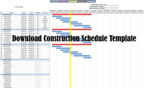 Download Construction Schedule Template - Project Schedule Template ...