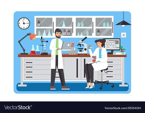 Science lab flat style design Royalty Free Vector Image