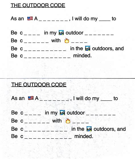 Cub Scout Outdoor Code Printable - Printable Word Searches