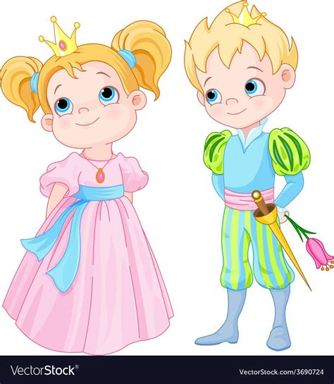 Prince and Princess Royalty Free Vector Image - VectorStock | Princess cartoon, King cartoon ...