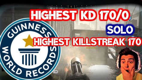 2 WORLD RECORDS IN 1 GAME!! HIGHEST KD AND HIGHEST KILLSTREAK IN A MATCH 170/0 - YouTube