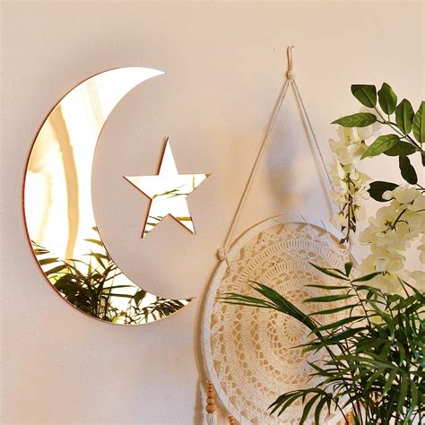 Amazon.com: Crescent Acrylic Moon Mirror and Acrylic Star Mirror, Boho ...