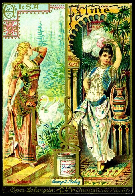 Liebig S329 Female Opera Characters - Elsa & Falme | Vintage advertising posters, Vintage ...