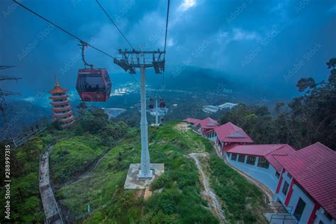 cable car Genting highland Malaysia-April 2018: Viwe from above in ...