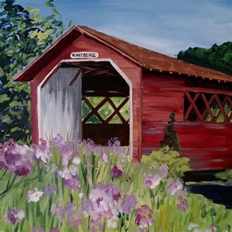 Covered Bridge Painting at PaintingValley.com | Explore collection of Covered Bridge Painting