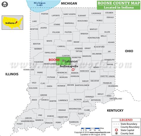 Boone County Map, Indiana