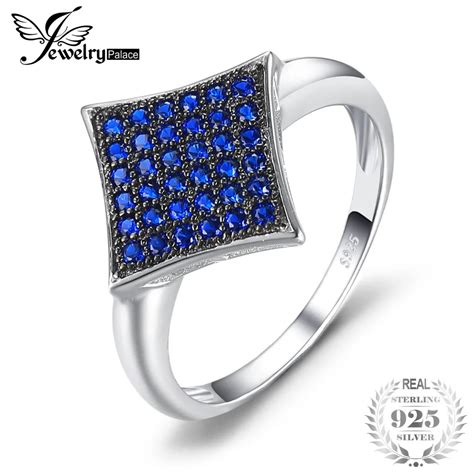 JewelryPalace Fashion 0.35ct Created Blue Spinel Ring S925 Sterling Silver Anniversary Ring For ...