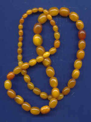 Antique Egg Yolk Butterscotch Amber Beads Necklace 51G -- Antique Price Guide Details Page
