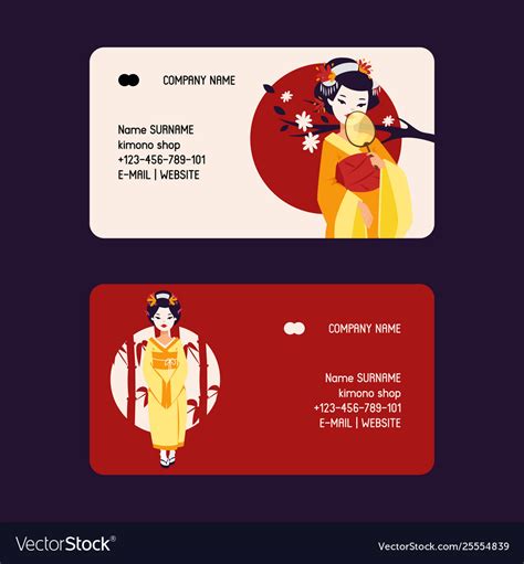 Geisha business-card japanese beautiful Royalty Free Vector