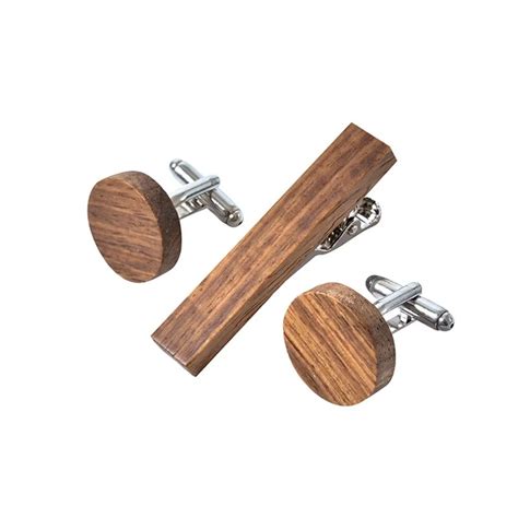 Mdiger Wooden Tie Clip Cufflinks Set Tie Bar Link Set Classic Square ...