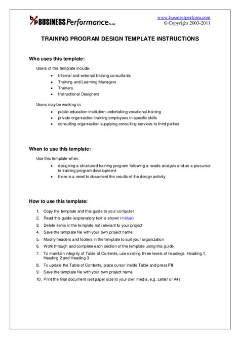 (PDF) TRAINING PROGRAM DESIGN TEMPLATE INSTRUCTIONS | Bob Jordan ...