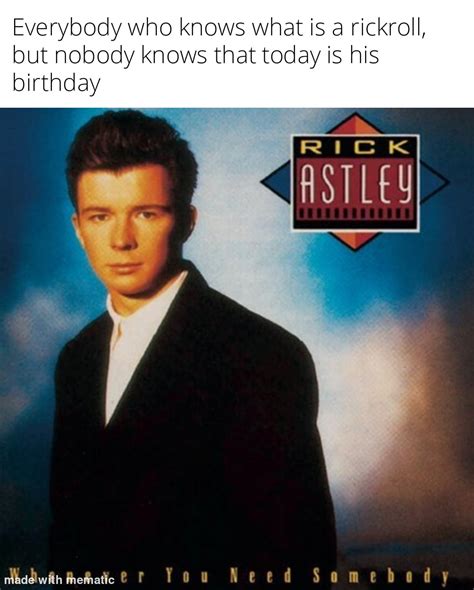 Happy birthday Rick Astley : rickastley