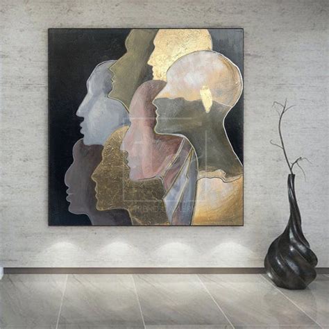 Large Gold Leaf Painting Humans Abstract Painting Abstract Faces Painting | UNITY | Abstract ...