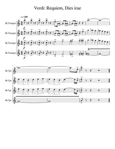 Verdi Requiem Dies Irae Trumpet Ensemble sheet music for Trumpet ...