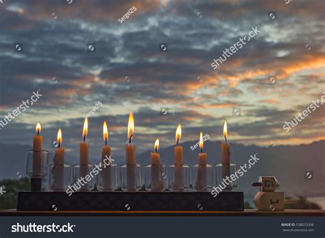 Glitter Light Menorah Candles Traditional Symbol Stock Photo 538073356 ...