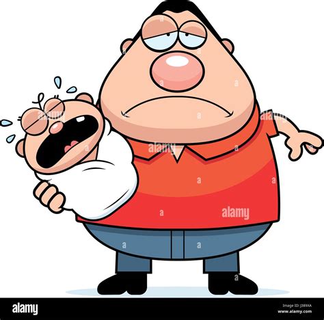 Ein Cartoon Illustration ein Papa mit einem schreienden Baby müde Stock-Vektorgrafik - Alamy