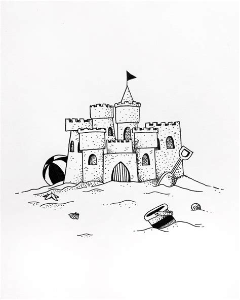 Drawing Of A Sand Castle