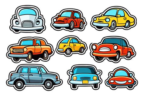 Car Cartoon Stickers PNG Graphic by Pod Design · Creative Fabrica