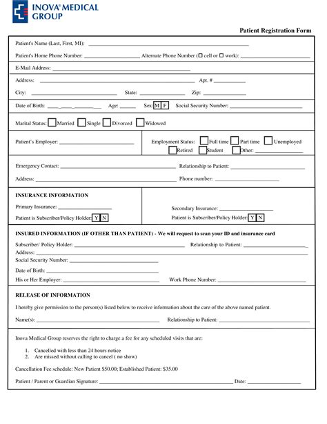 Printable Dental Patient Registration Form Template