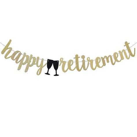 Buy Happy Retirement Banner, Retirement Party Decorations Gold Gliter ...