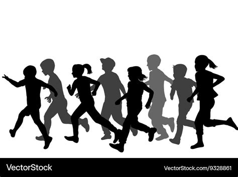 Vector Kids Running Silhouette / Children running silhouette at ...