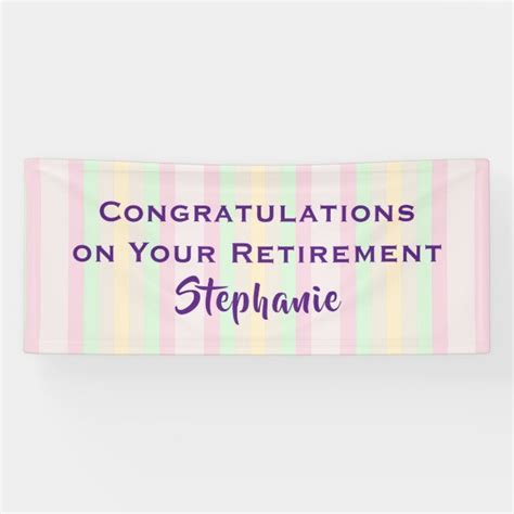 Retirement Congratulations Pastel Stripe Jumbo Banner | Zazzle.com in 2020 | Retirement ...