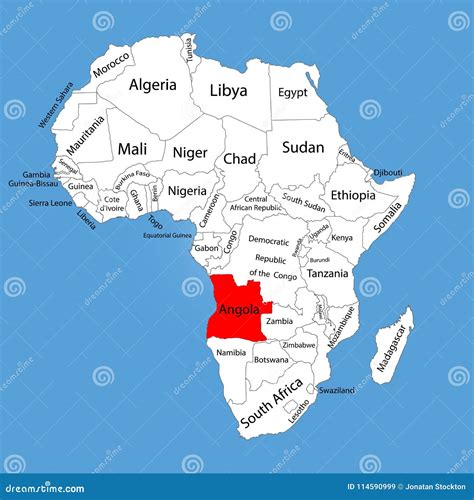 Angola Map Silhouette Isolated on Africa Map. Editable Map of Africa ...