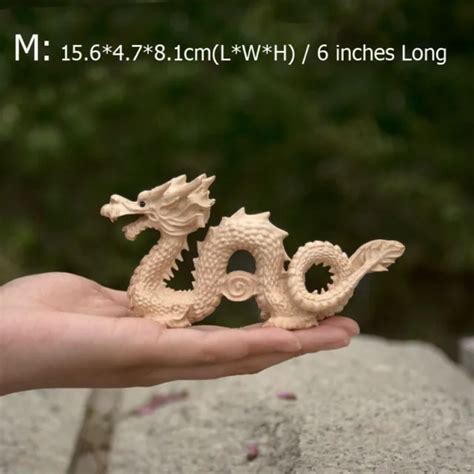 15.6CM CHINESE LOONG Wooden Dragon Statue Sculpture Figurine Decor Inlayed Eyes EUR 25,25 ...