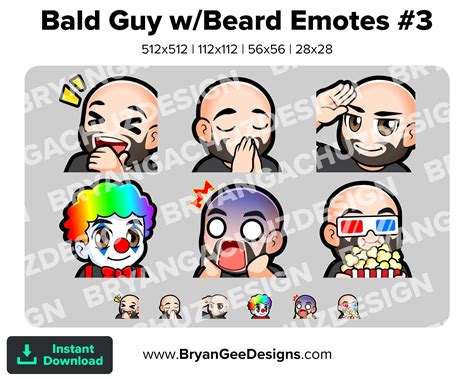 Bald Guy With Beard Twitch Emotes LUL Laughing Pray Salute - Etsy