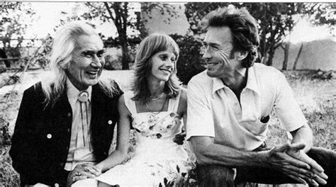 Clint Eastwood, Chief Dan George and Sondra Locke behind the scenes of The Outlaw Josey Wales ...