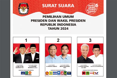 Ini Desain Surat Suara Pilpres 2024 dan Gaya Tiap Capres-cawapres