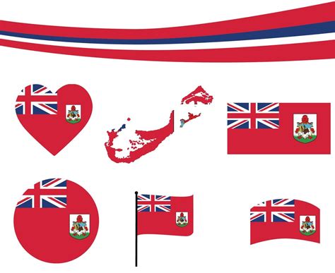 Bermuda Flag Map Ribbon And Heart Icons Vector Illustration Abstract ...