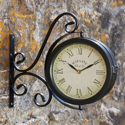 Wyegate Garden Station Clock Wall Mount Rooster Outdoor Thermometer ...