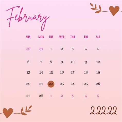 Pink and Brown February Calendar Design Instagram Post | February ...