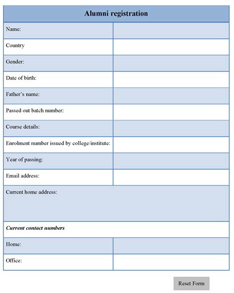 Alumni registration form | Editable PDF Forms