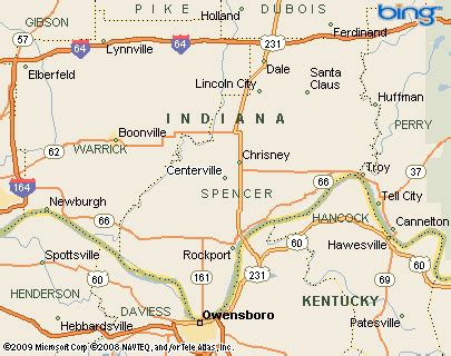 Centerville (Spencer Co), Indiana Area Map & More