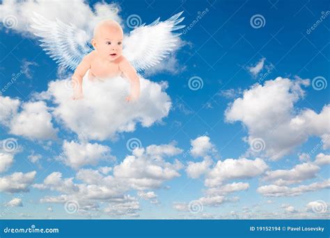 Baby With Angels Wings On Clouds Stock Photography | CartoonDealer.com ...