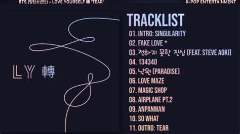 [FULL ALBUM] BTS (방탄소년단) – LOVE YOURSELF 轉 'TEAR' — TRACKLIST - YouTube ...