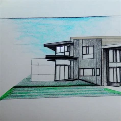 modern Dream home with a lake view, Pencil Sketch, 3D - Arthub.ai