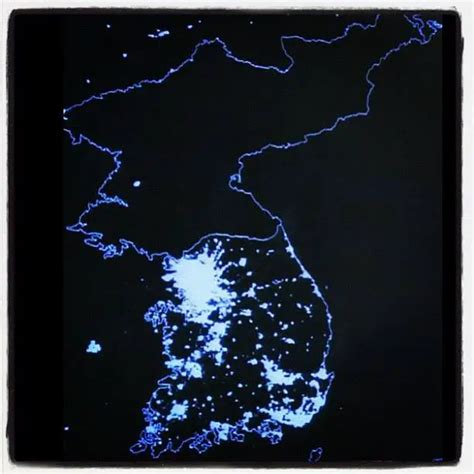 North Korea vs. South Korea at night