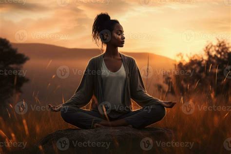 Woman meditating in nature. Mental health and meditation. 25478895 ...