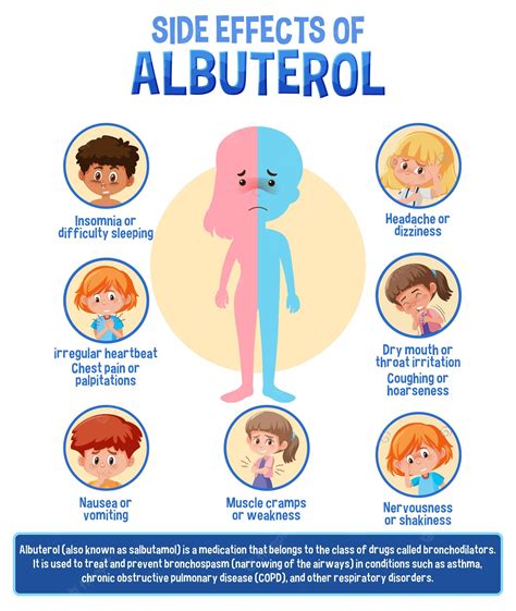 Premium Vector | Human anatomy diagram cartoon style of albuterol side ...