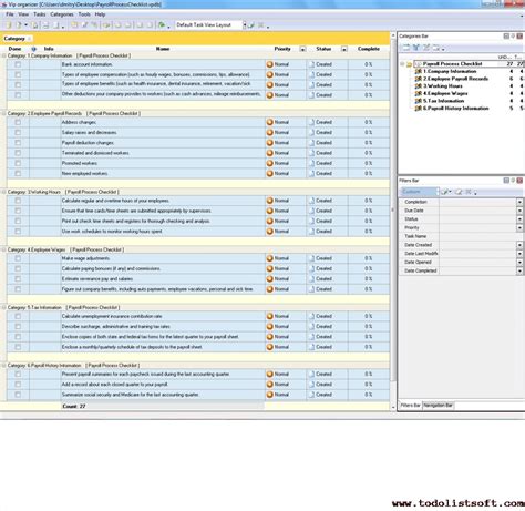 Payroll Process Checklist - To Do List, Organizer, Checklist, PIM, Time and Task Management ...