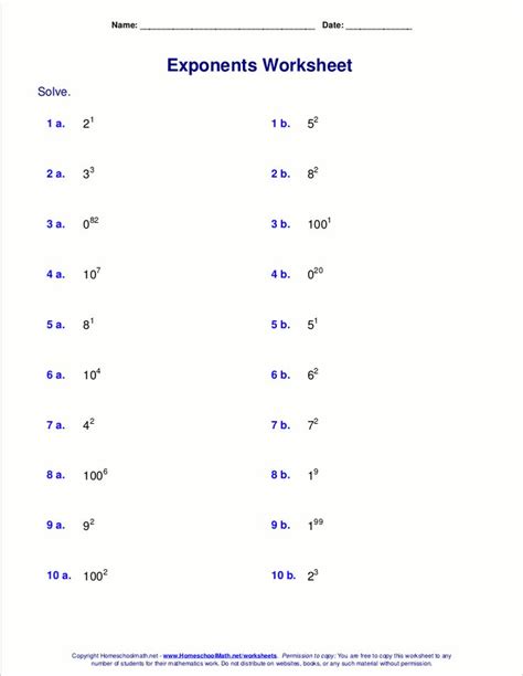 Exponents Practice Worksheet in 2020 | Exponent worksheets, Math ...