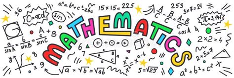 Mathematics. Maths Doodles with Colorful Lettering on White Background ...