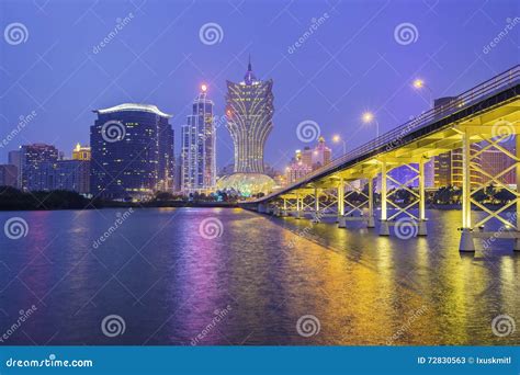 Building and the Skyline of Macau City at Night Stock Image - Image of skyline, city: 72830563