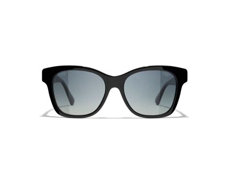 Chanel 5482H 622/S8 Polarized Sunglasses Black w/ Glass Pearls Gold CC Logo | eBay