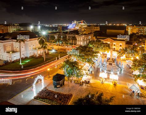 Night view of Plaza Colon and Old San Juan, Puerto Rico Stock Photo - Alamy