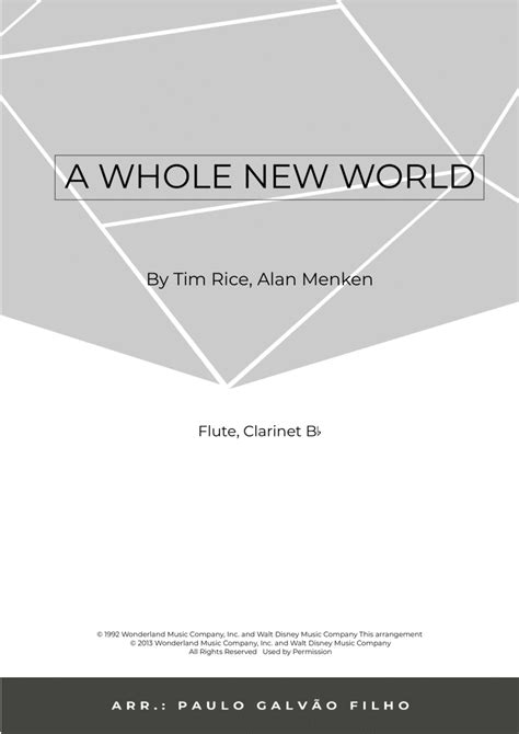 A Whole New World (arr. Paulo Galvão Filho) Sheet Music | Alan Menken ...